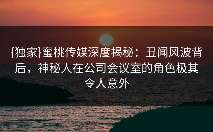 {独家}蜜桃传媒深度揭秘：丑闻风波背后，神秘人在公司会议室的角色极其令人意外