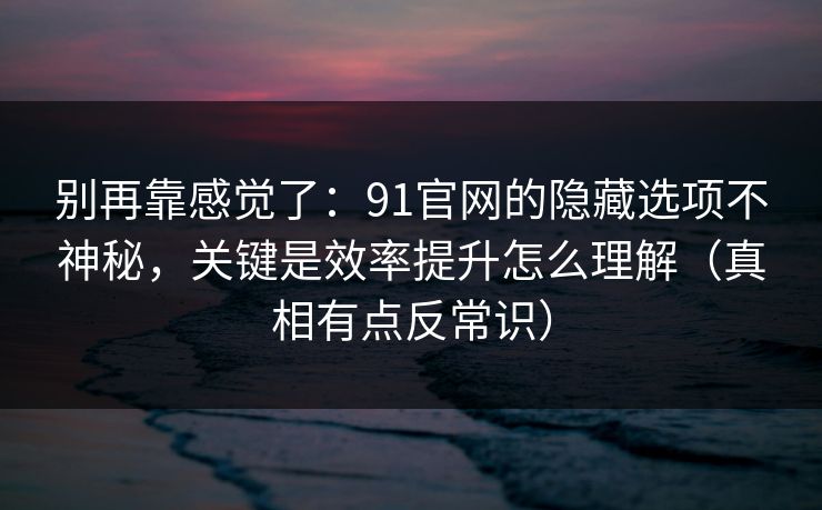 别再靠感觉了：91官网的隐藏选项不神秘，关键是效率提升怎么理解（真相有点反常识）