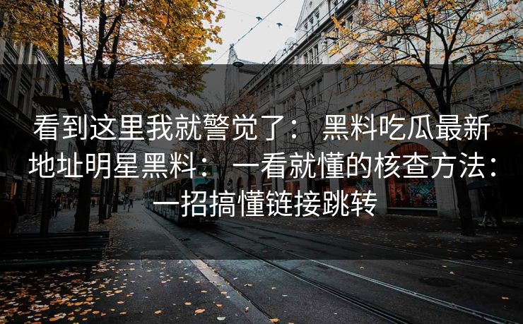 看到这里我就警觉了: 黑料吃瓜最新地址明星黑料: 一看就懂的核查方法: 一招搞懂链接跳转 看到这里我就警觉了: 黑料吃瓜最新地址明星黑料: 一看就懂的核查方法: 一招搞懂链接跳转