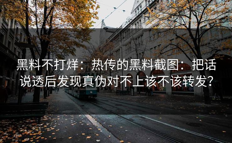 黑料不打烊:热传的黑料截图:把话说透后发现真伪对不上该不该转发? 黑料不打烊:热传的黑料截图:把话说透后发现真伪对不上该不该转发?