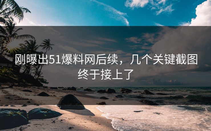 刚曝出51爆料网后续,几个关键截图终于接上了 刚曝出51爆料网后续,几个关键截图终于接上了